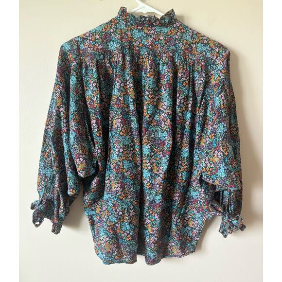 DOEN Rose Top in Navy Lady Bird Floral Print S - Picture 9 of 12